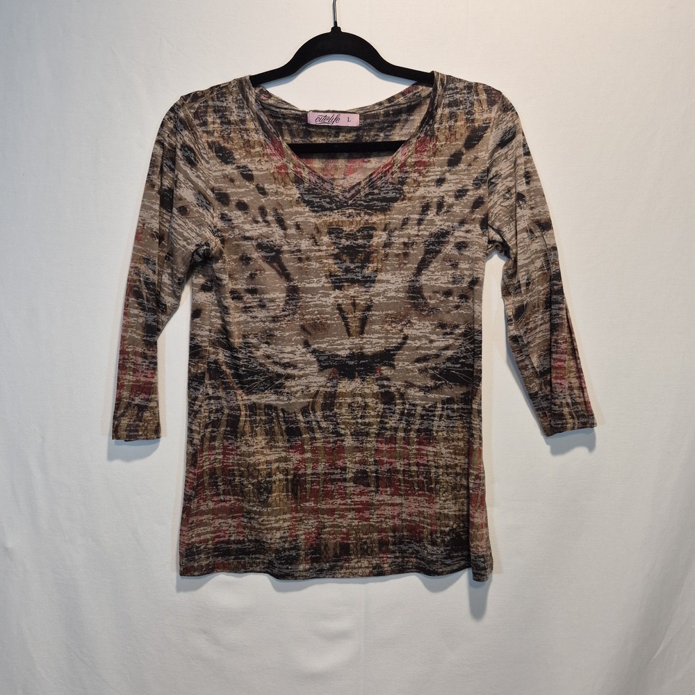 City Life Art Lrg Top  Indie Sleaze Whimsgoth Grunge Lite Abstract Animal